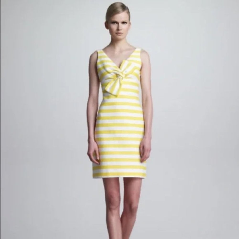 Kate Spade Silverscreen Sleeveless Striped Dress with Bow